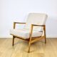 PRL armchair "Stefan" wooden oak vintage beige boucle