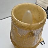 Vintage Alabaster Lamp with Floral Pattern Shade