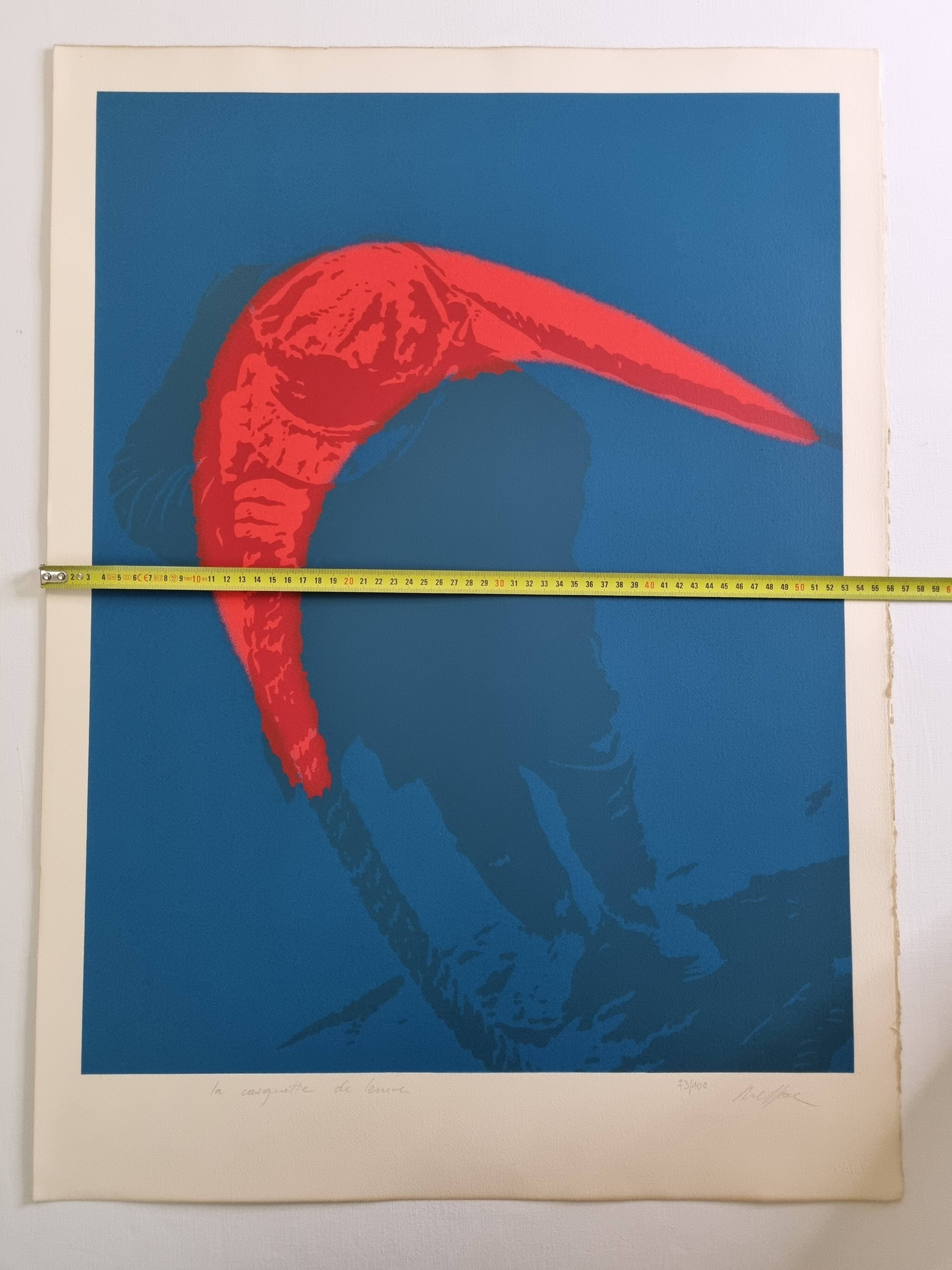 Lithograph "Lenin's Cap" by Ivan Messac, signed, 75 cm x 56 cm