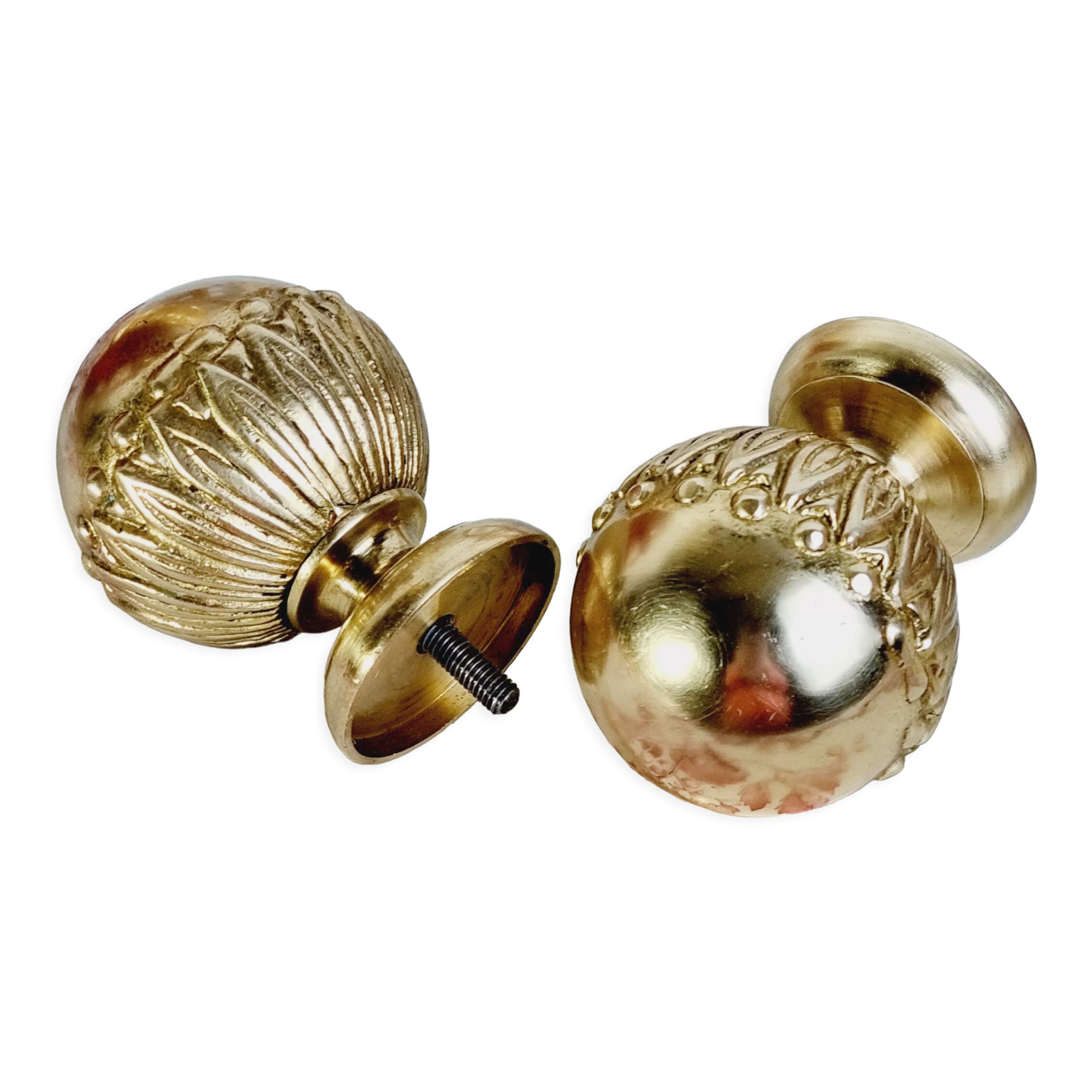 2 gilded brass door handles