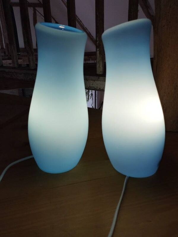 Duo de lampes mylonit – ikea lampes de table vintage en verre soufflé –