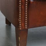 Cognac-Colored Sheepskin Leather Club Chair
