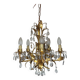 Very pretty chandelier with tassels and leaves in gold sheet metal.
