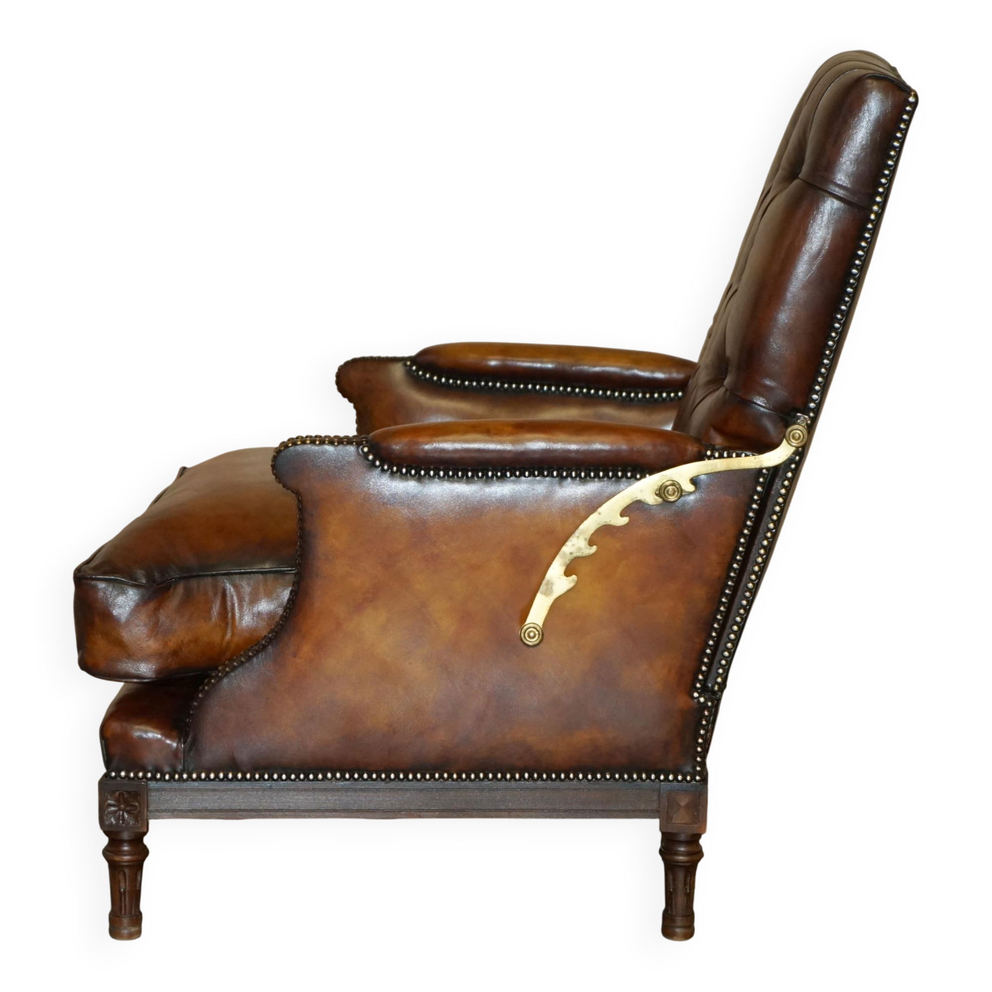 Fauteuil Club Chesterfield en Cuir Teint à la Main