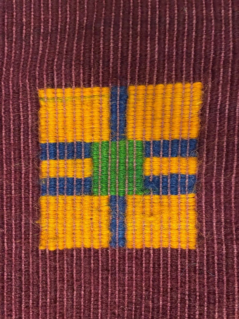 Handwoven vintage accent geometrical rug, colorful wool, Romanian carpet 230x160cm