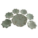 Art Deco Pistachio and Gold Leaf Plates Viloca Paris Caffarelli