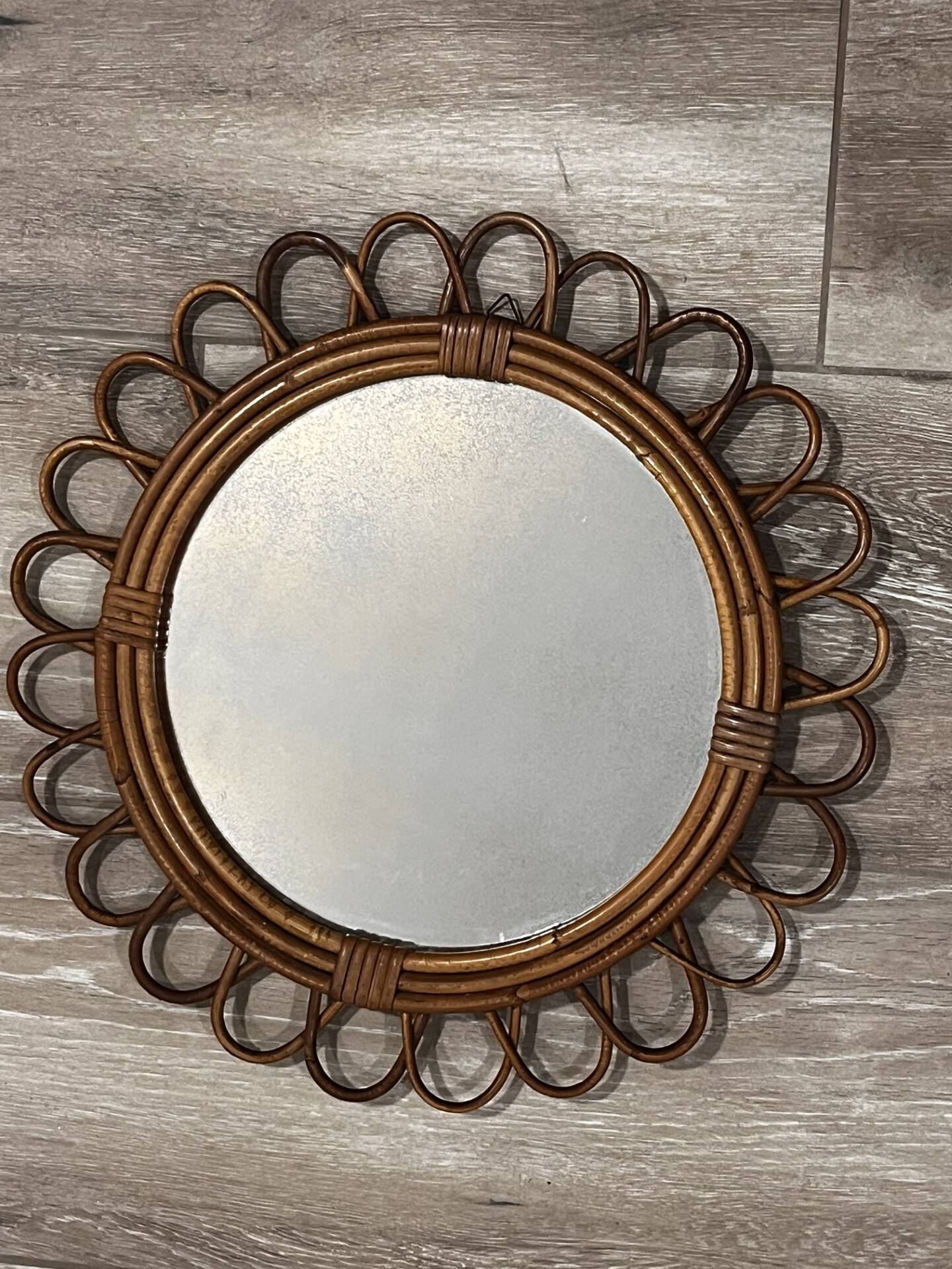 Antique rattan mirror