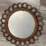 Antique rattan mirror