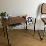 Vinyl rack side table with wheels