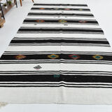 Tapis de chanvre blanc et noir 6x13, 202x404cm