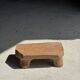 Small stool, teak footrest with short cut corners.