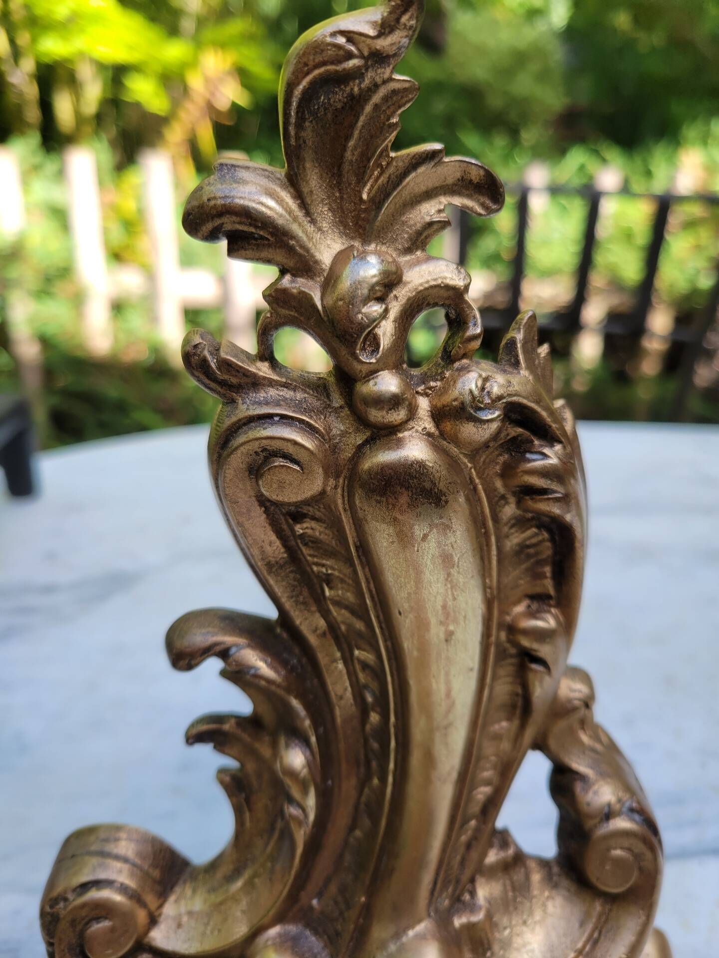 Pair of gilded bronze andirons Louis XV