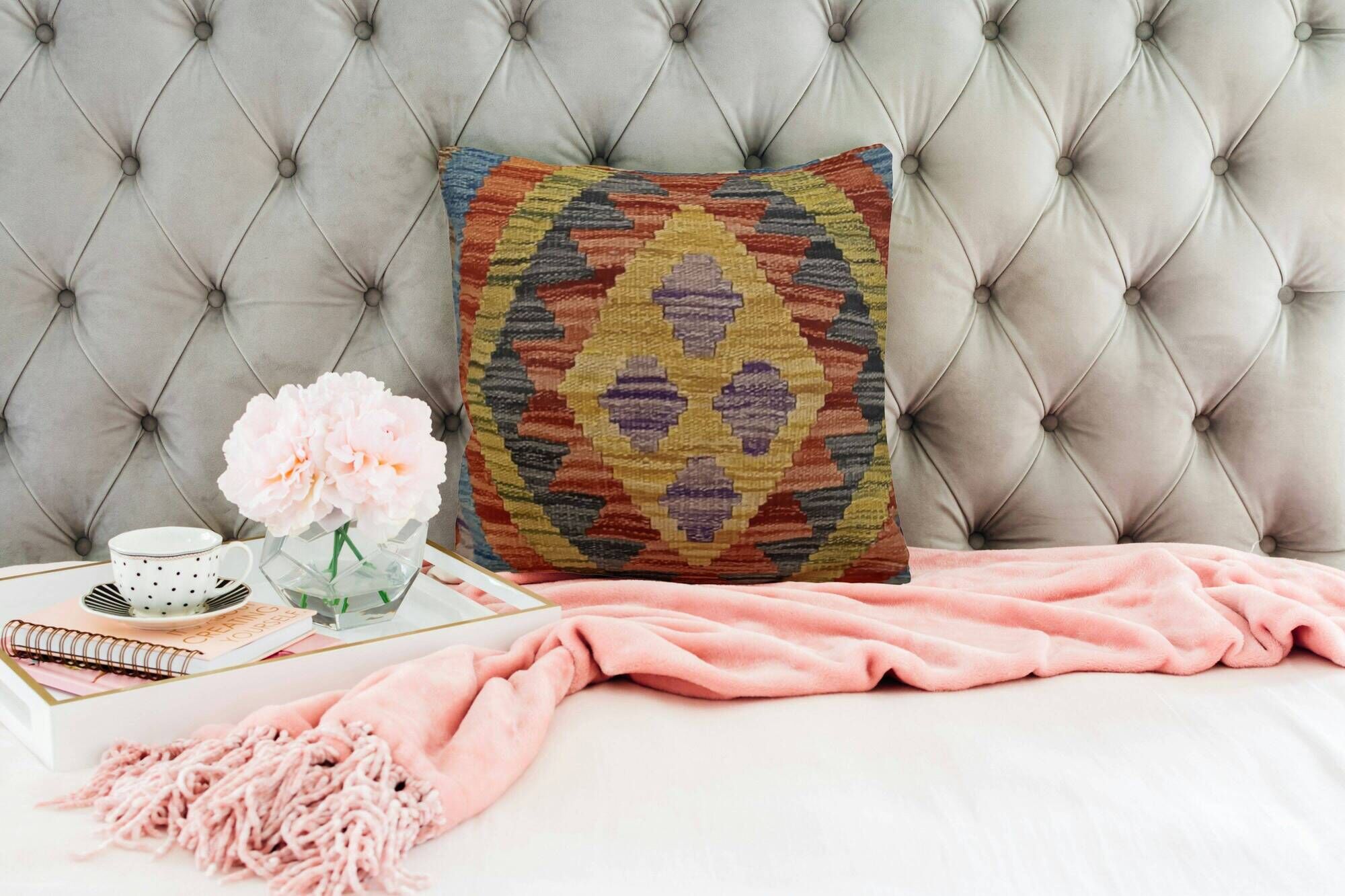 Traditional Wool Cushion Cover, Vintage Afghan Kilim Pillow Home Decor