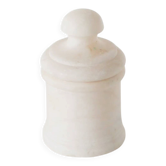Boîte en albâtre, forme ronde, blanc, design, 1970 - 13 x 8 cm