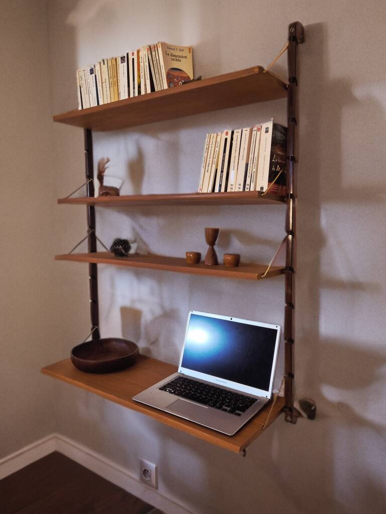 Teak wall shelves, Vintage Scandinavian 1960s
