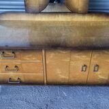 Vintage Scandinavian style dressing table, chest of drawers, triptych mirror and bedside table