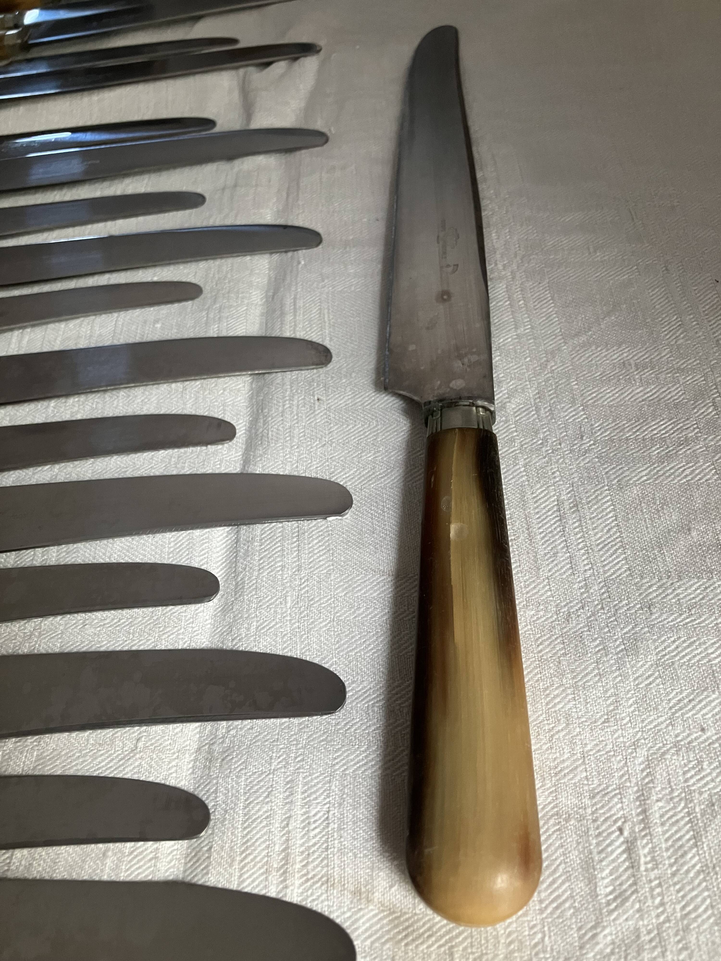 Set of 24 horn table knives
