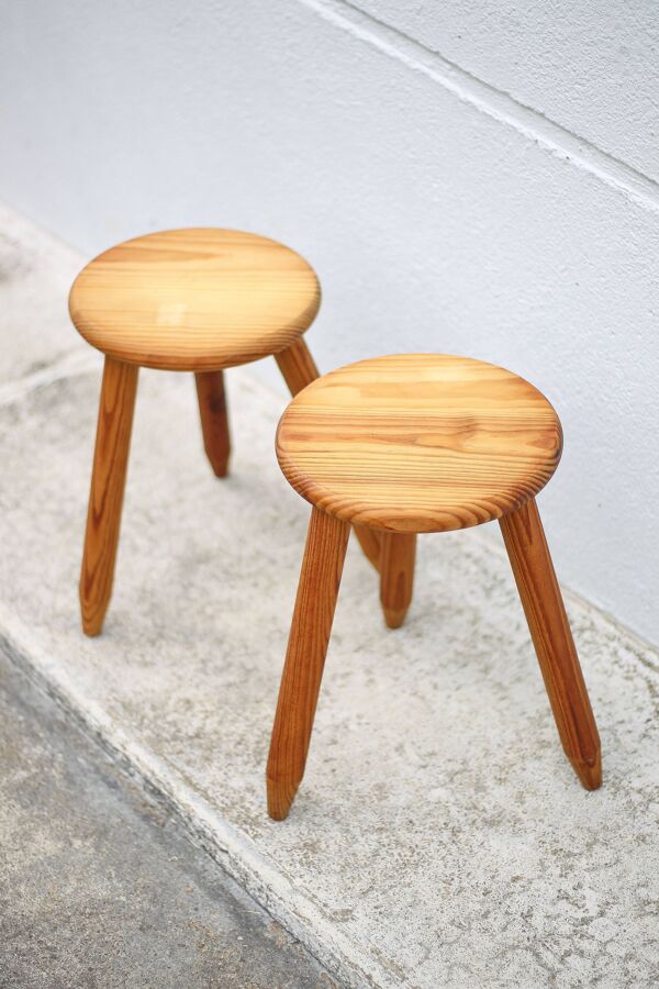 Paire de Tabouret vintage, tabouret bois, tabouret tripode , tabouret d'appoint, porte-plante
