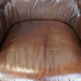 Lot de 2 fauteuils chesterfield anglais classiques en cuir de vache