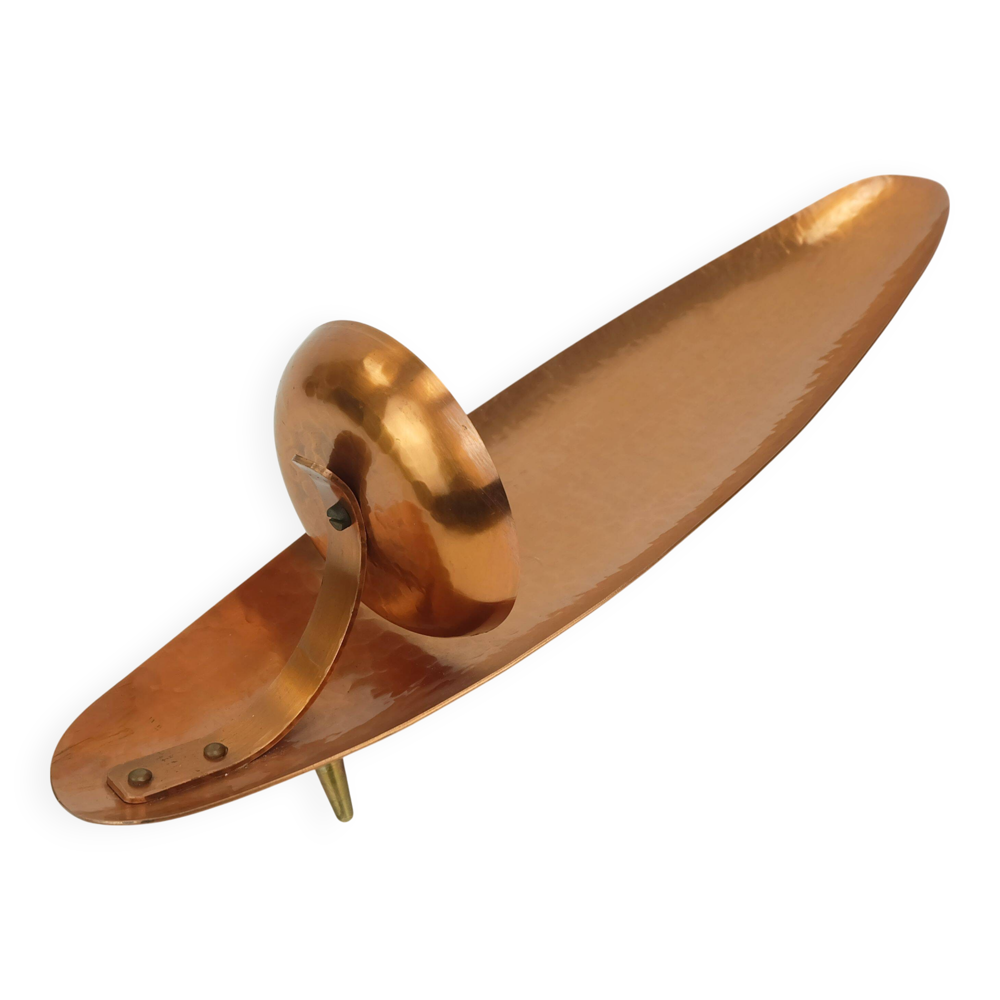 Large 1950s 60s mid century wall candle holder hammered copper