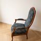 Classic cabriolet armchair in wood and blue fabric