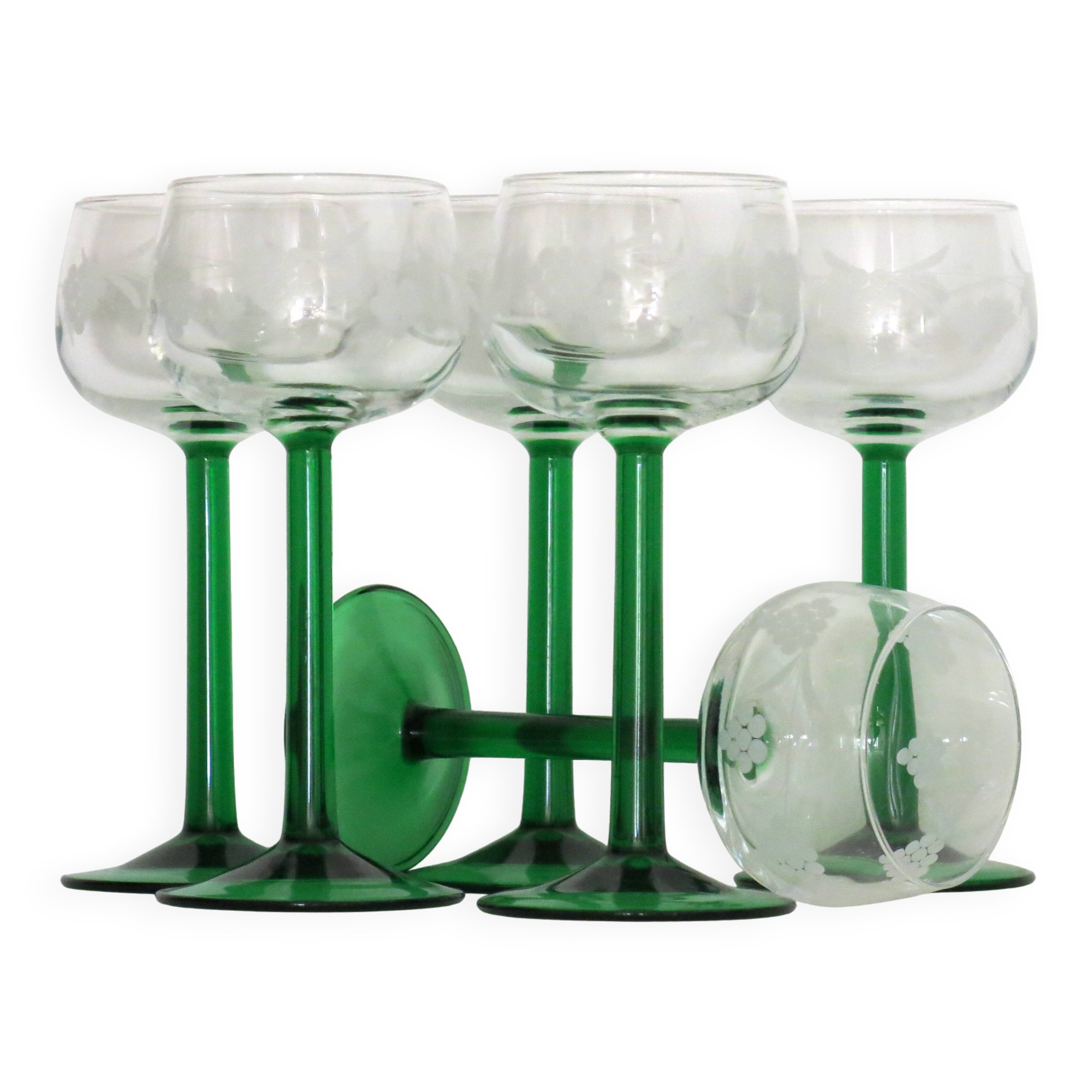 6 verres à vin d'Alsace sérigraphiés en très bon état