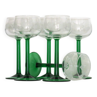 6 verres à vin d'Alsace sérigraphiés en très bon état