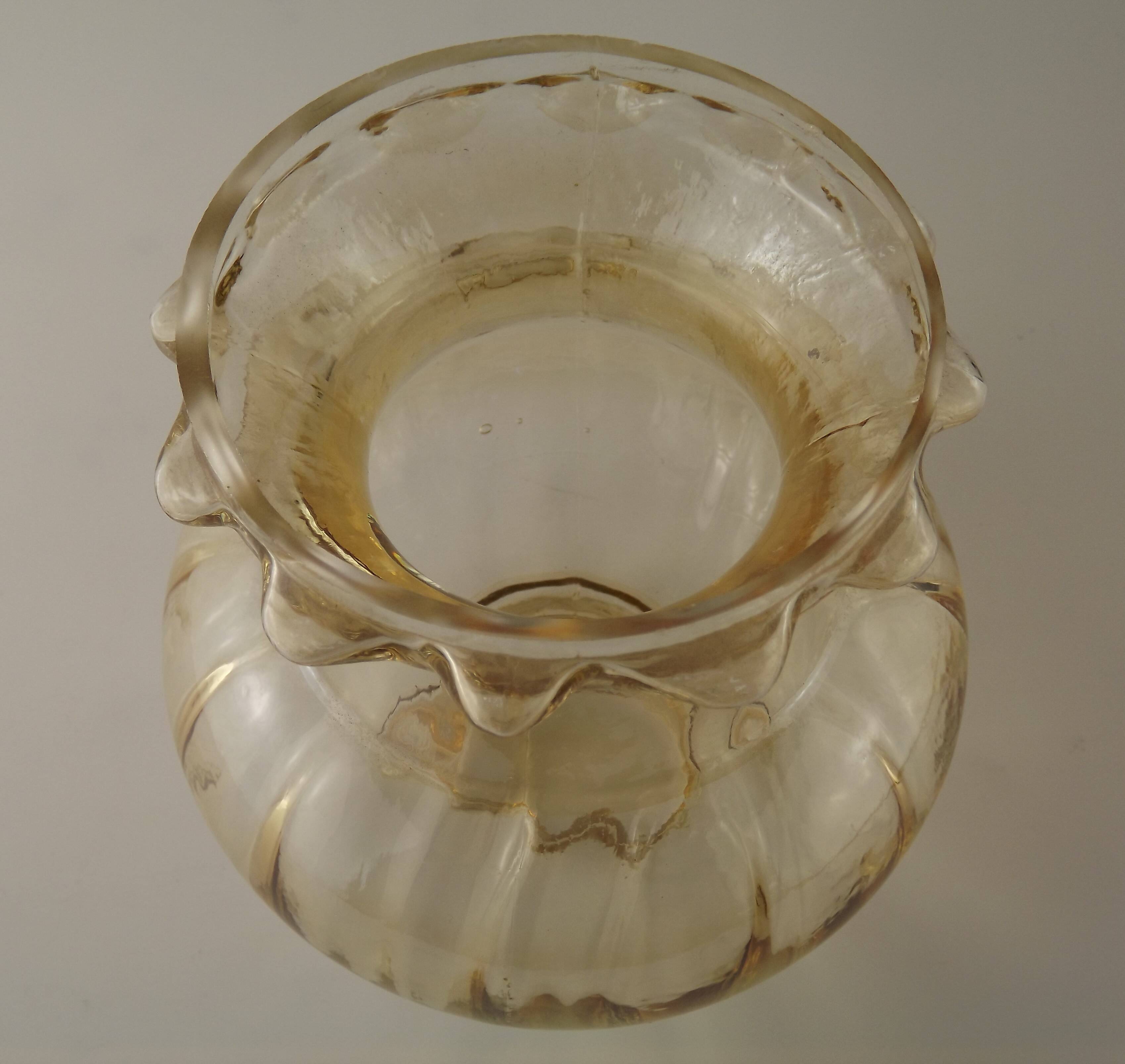 Matching Pair Mid Century Amber Glass Bubble Glass Replacement Shades 5593