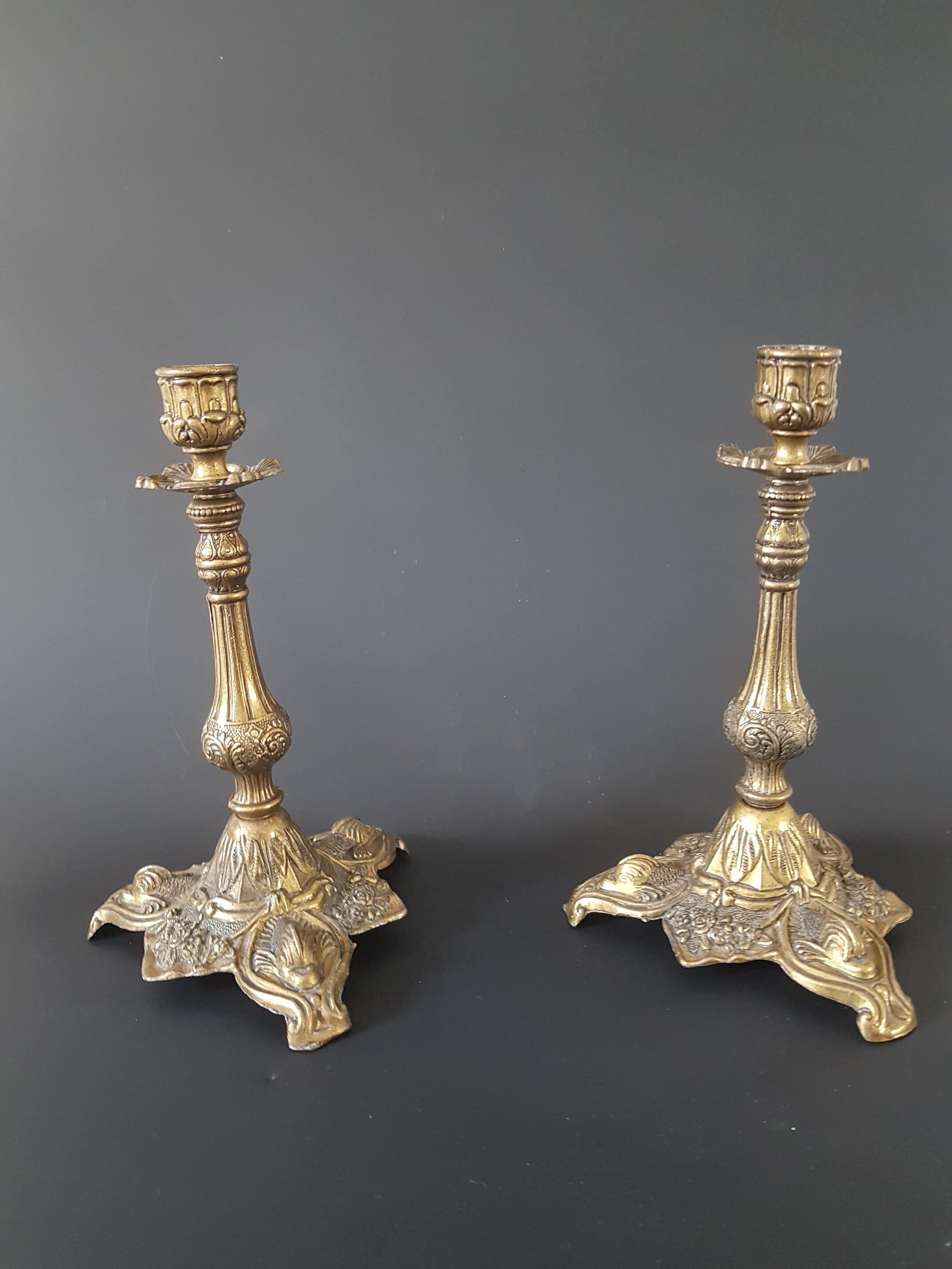 Pair of brass candlesticks