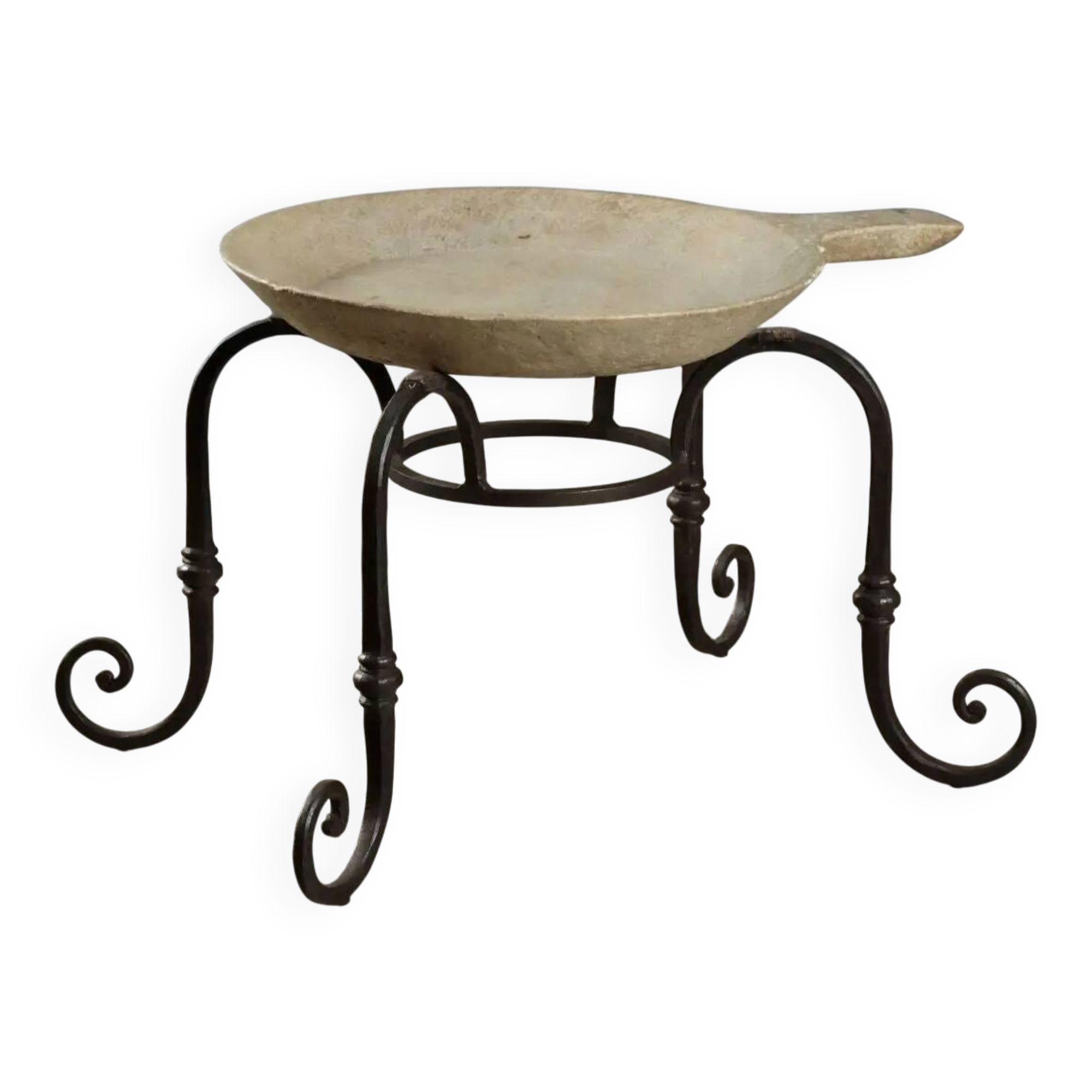 Table ancienne en fer forgé et marbre, Italie, début XXe siècle