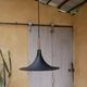 Vintage tulip hanging lamp in black metal and copper