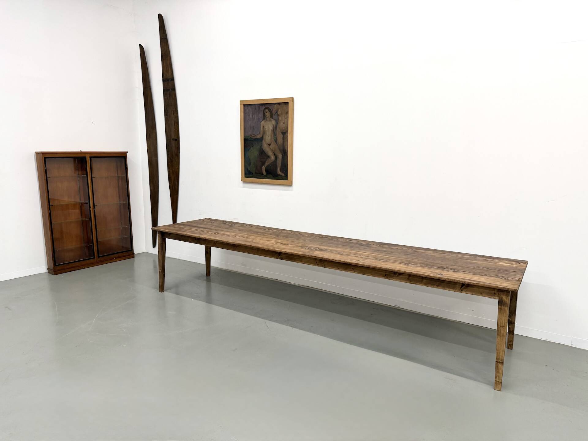 Large XXL Farm Table in Pine – Tapered Legs – L367 cm