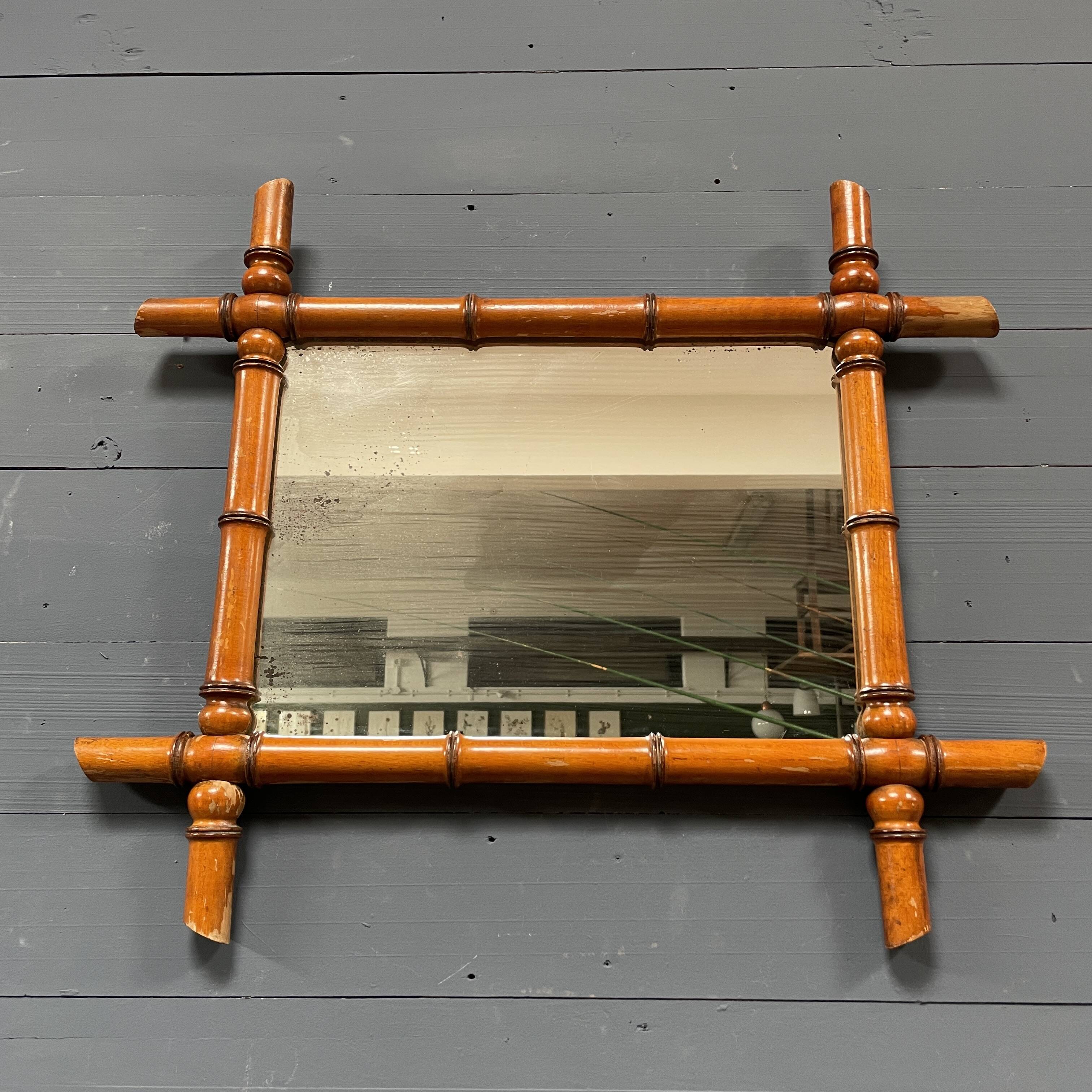 Antique faux bamboo mirror from France