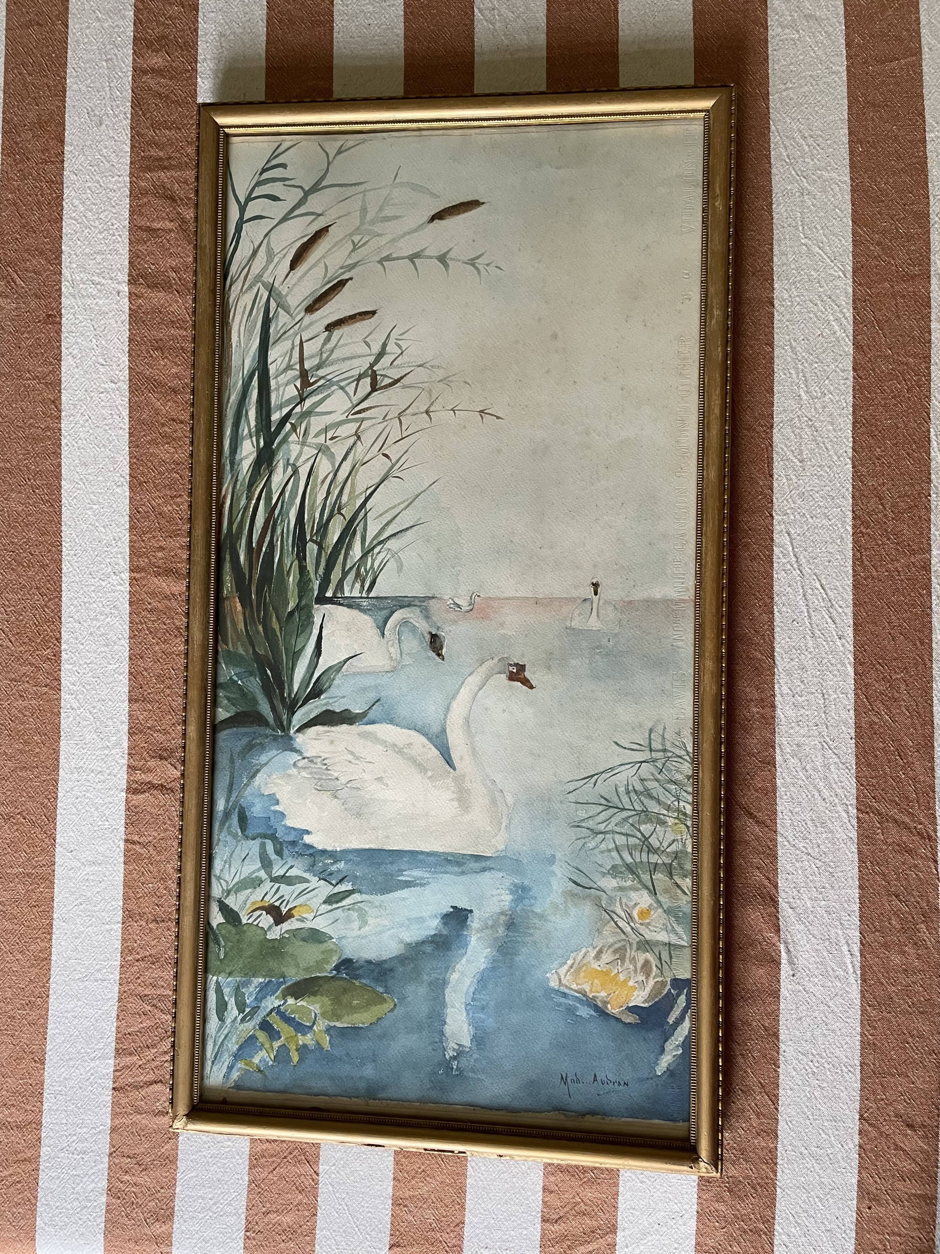 Tableau ancien bord de rivière