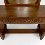 Art deco dressing table in sculpted walnut, france, circa 1930