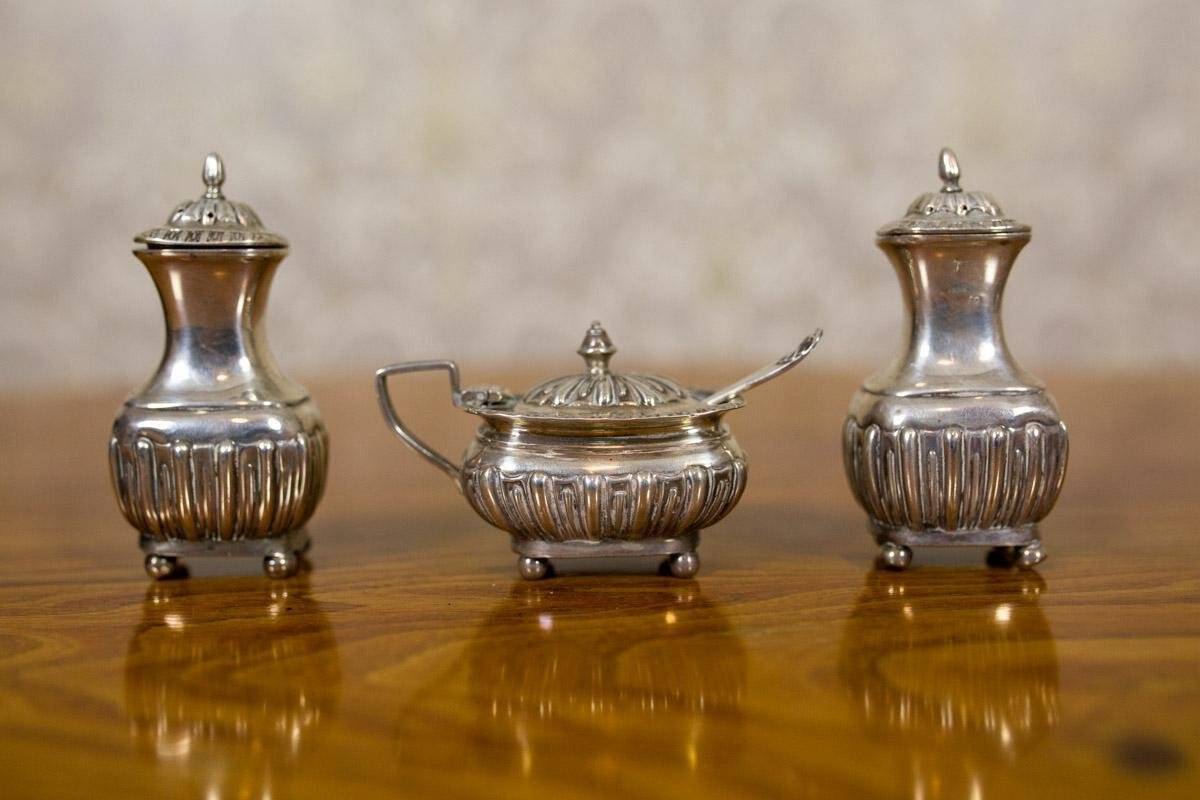 19th Century English Silver Set, 1890s, Set of 7