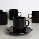 7 black cups Octime Arcoroc Esso collection