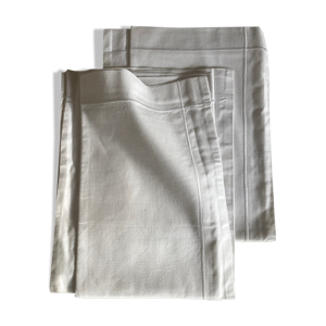 Paire de taies d'oreiller réserve de trousseau en toile 1960