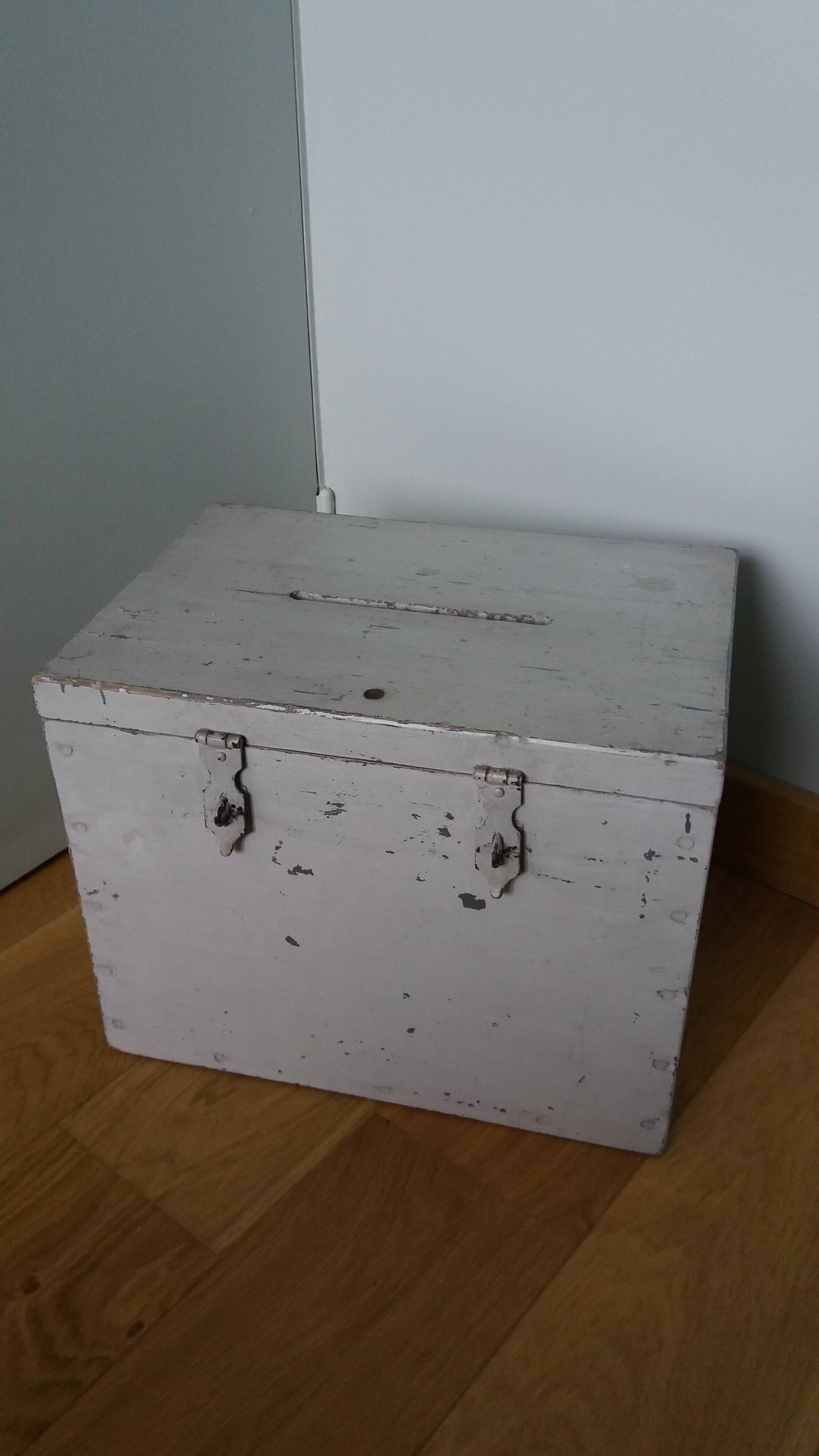 Old ballot box, solid wood chest