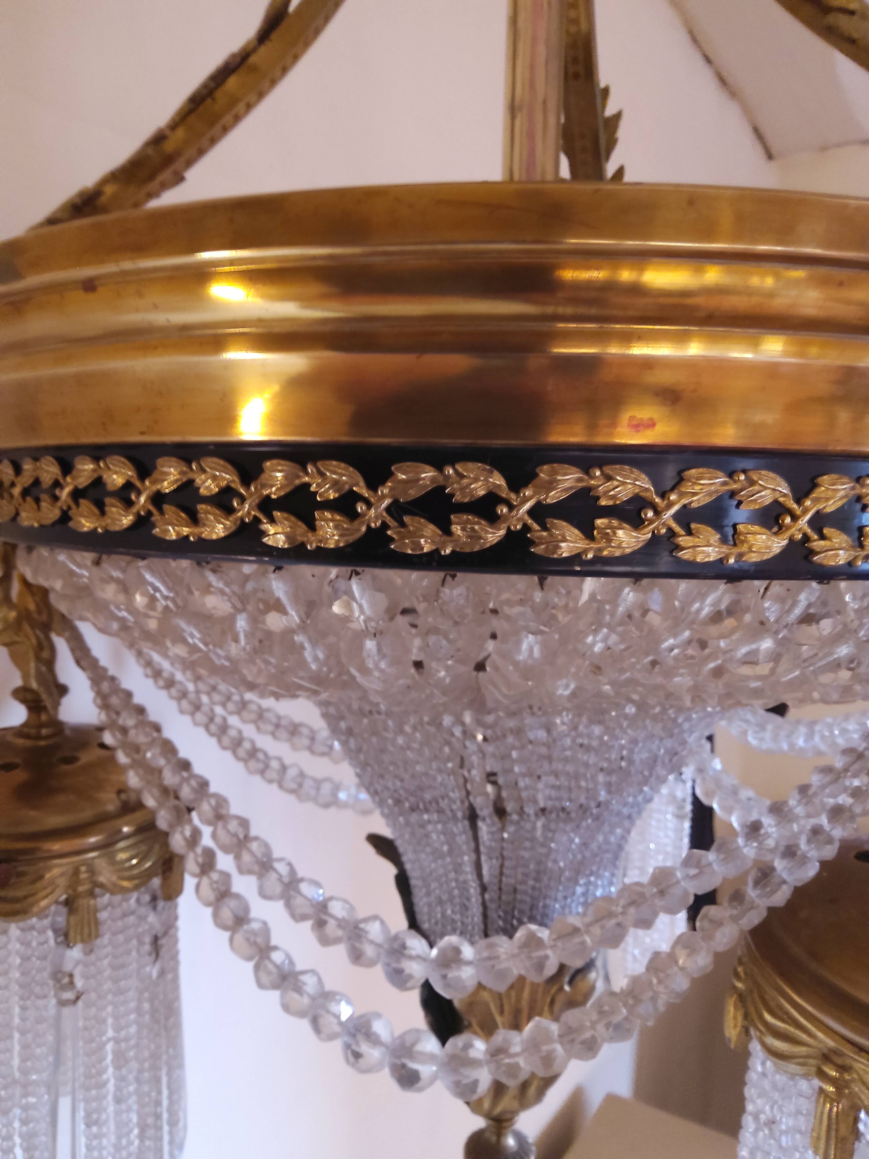 Lustre panier ancien en bronze