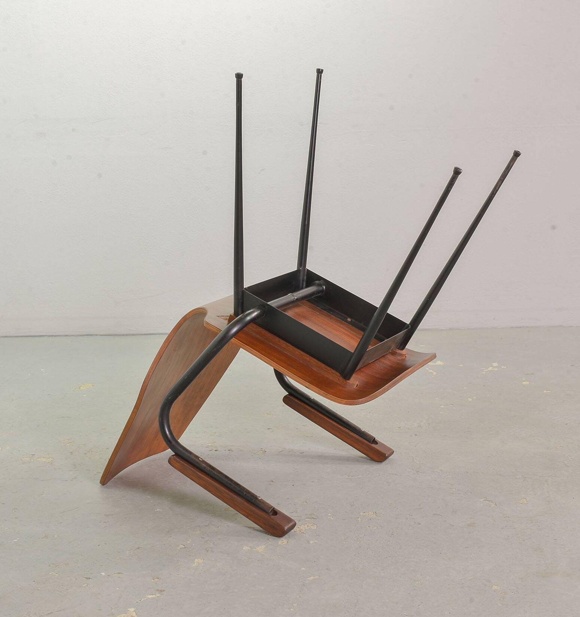 2 Carlo Ratti Style Minimalistic Plywood Side Chairs for Legni Curvati 50s