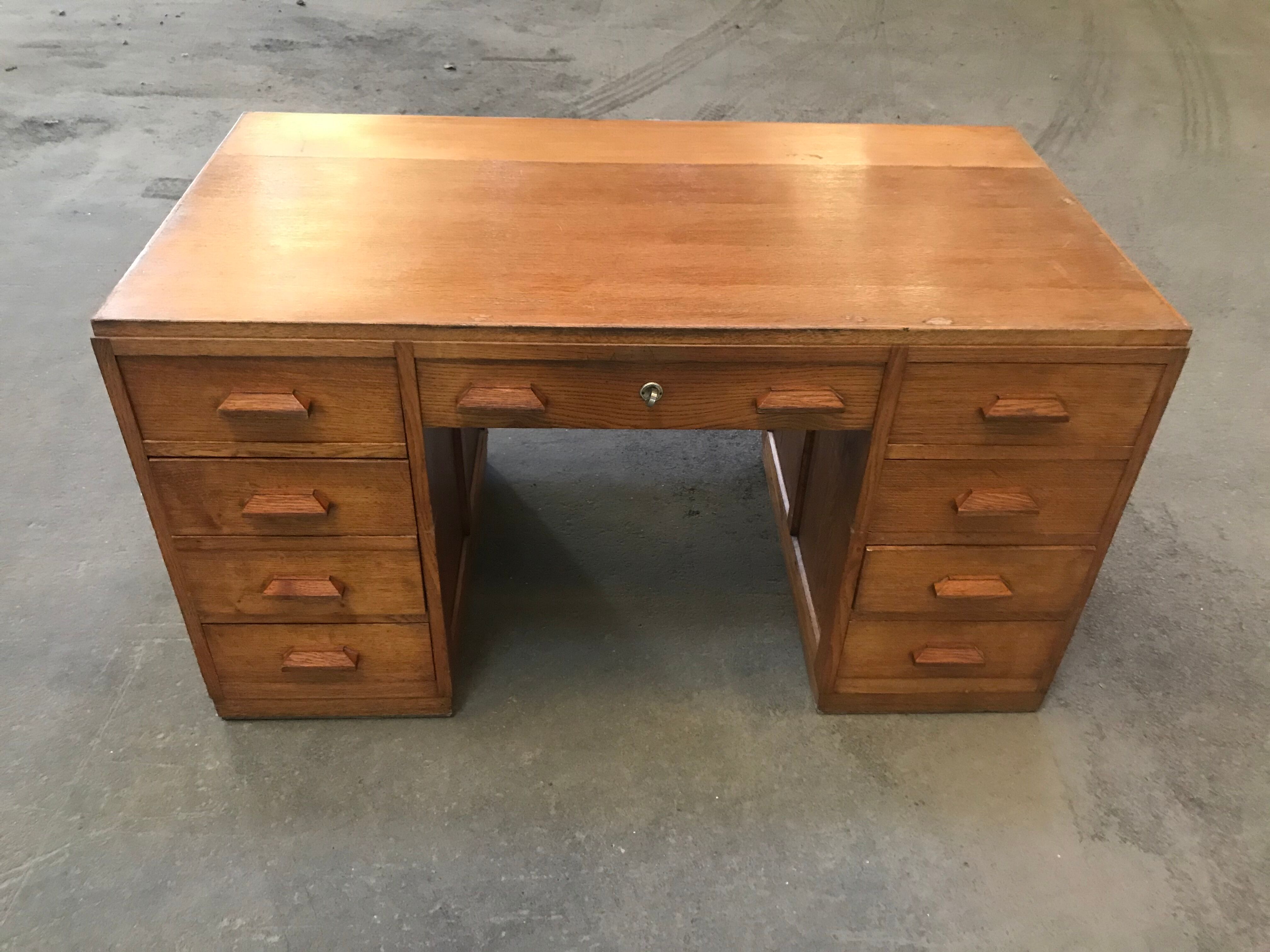 Solid oak administration cabinet desk 1950