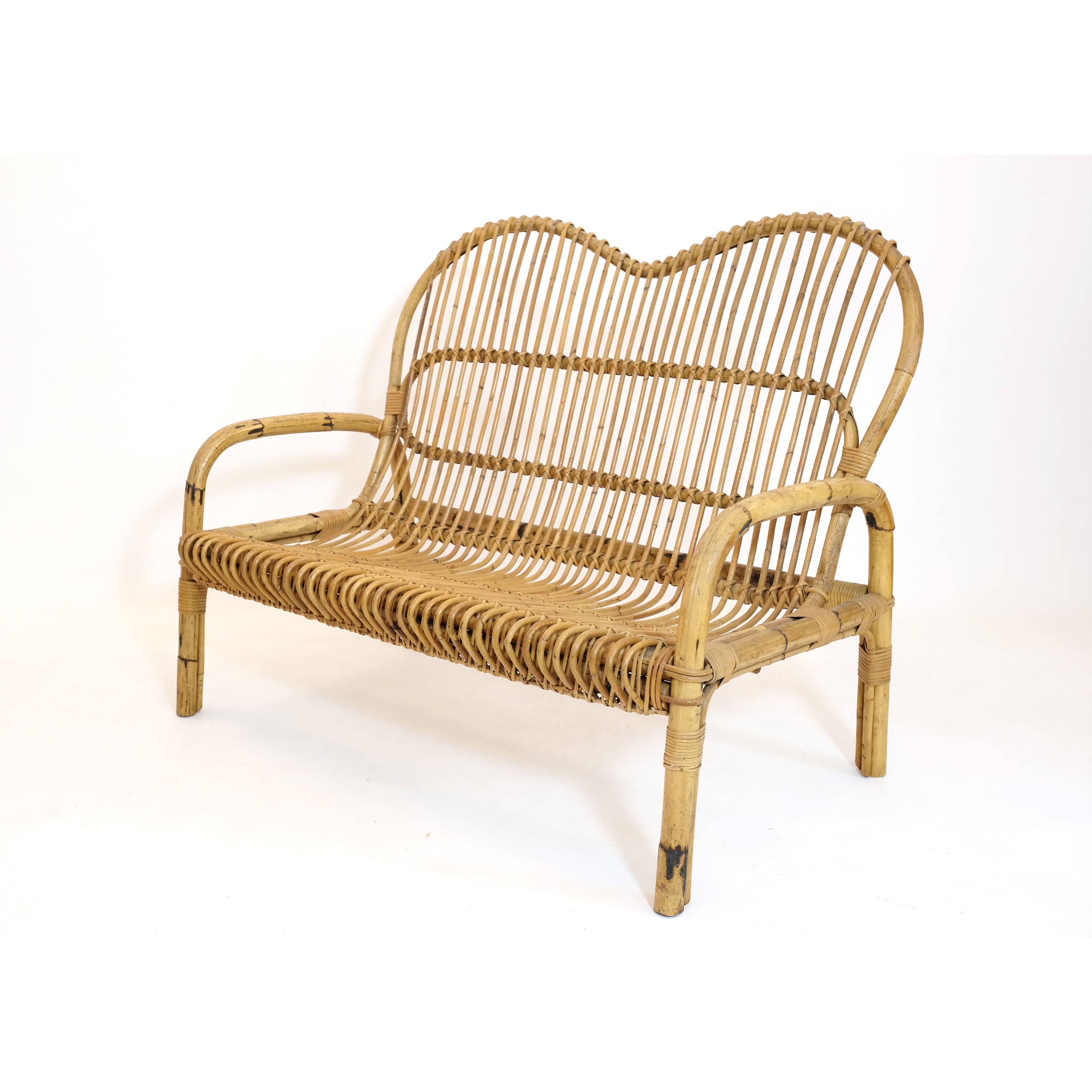 Canapé en rotin italien des années 60