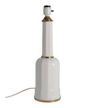 Lampe de table Heiberg en verre opalin blanc et laiton, Danemark, milieu du XIXe siècle