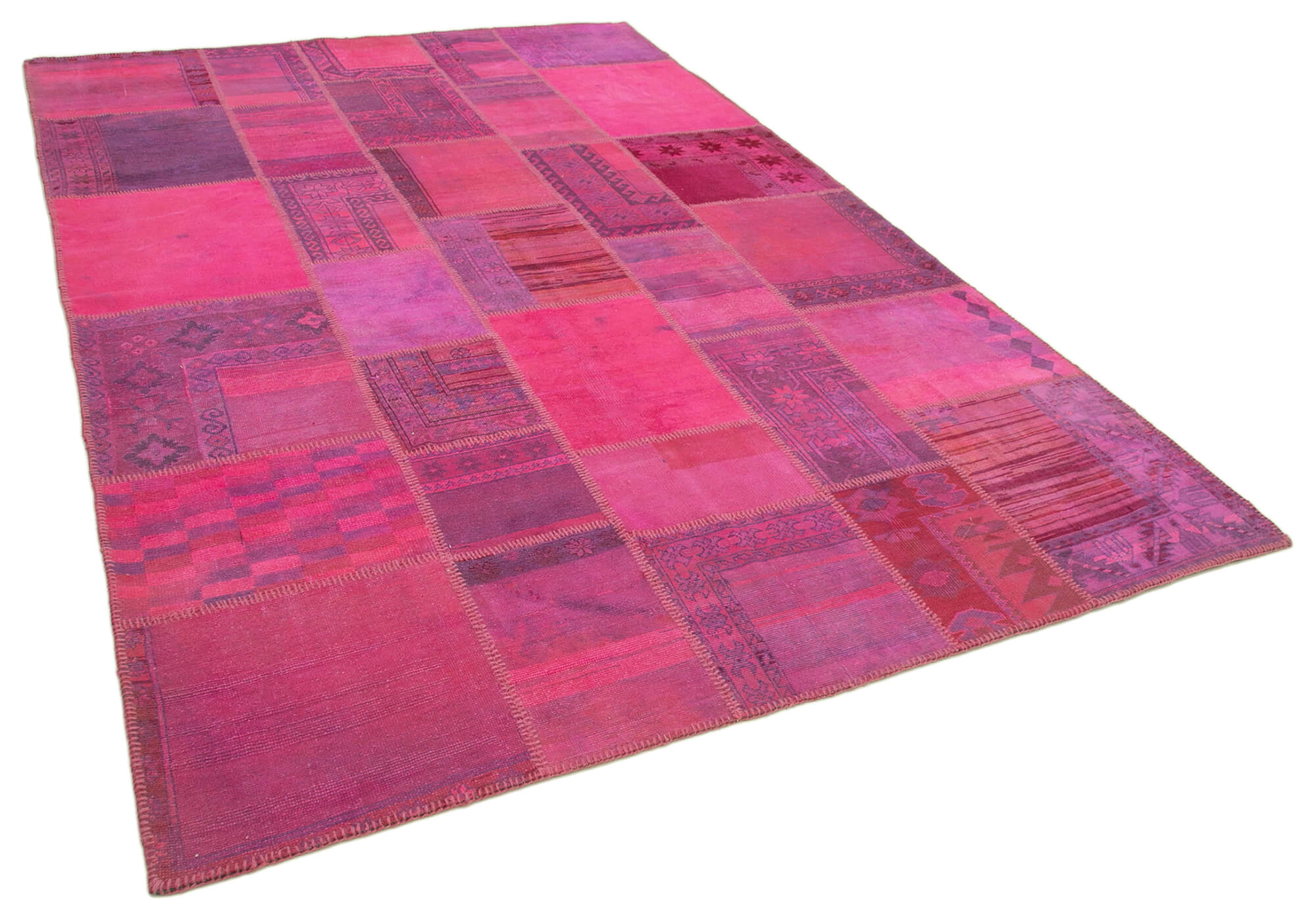 Tapis turc fait à la main 208 cm x 304 cm patchwork rose