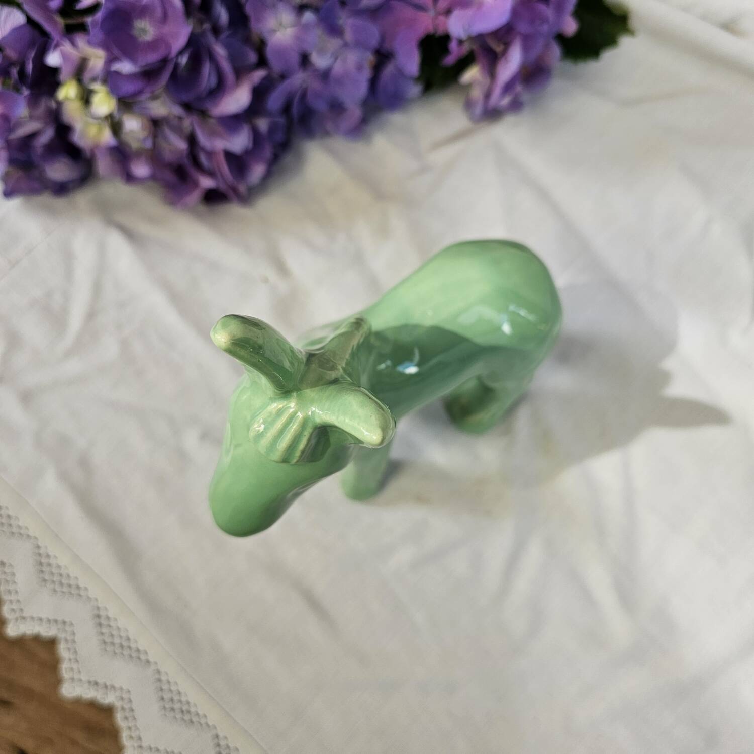 Mint green vintage ceramic donkey