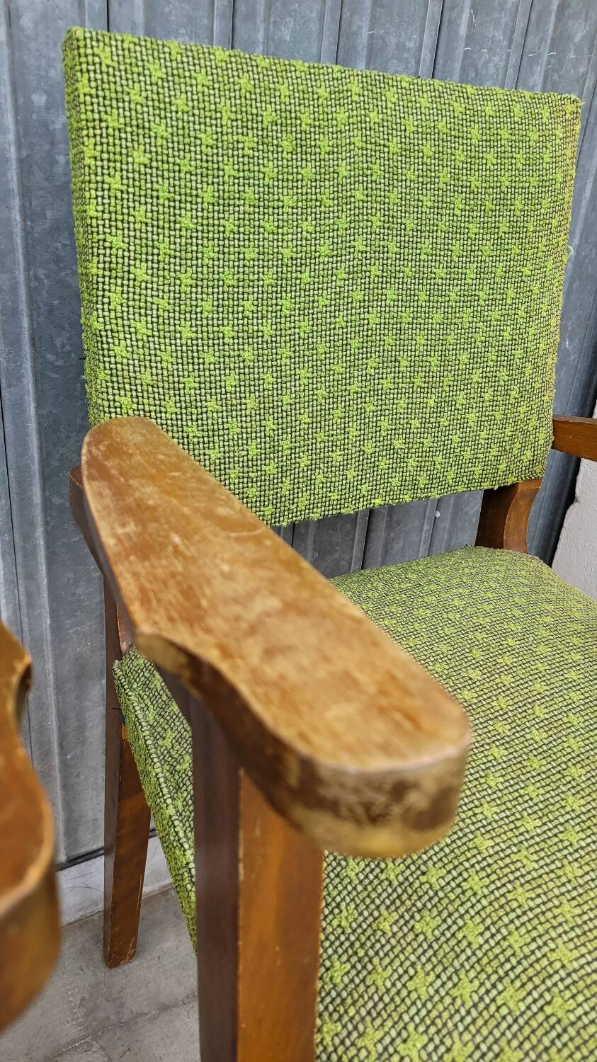 Pair of vintage bridge armchairs 1950s designer compass feet