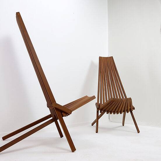 Paire de chaises pliantes en teck - intérieur extérieur