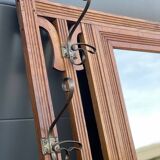 Large clothing rack/bistro mirror coat rack in oak - France 1950