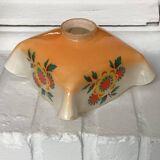 Vintage patterned painted glass pendant lampshade, Czechoslovakia